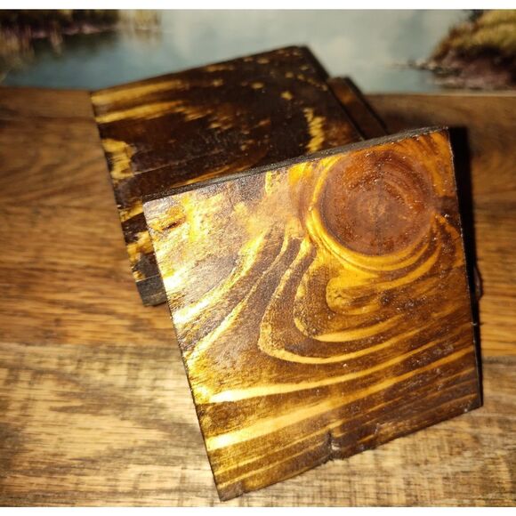 Rustic Wood Coasters Decor Handmade Farm Decor Country Cottage Chic Home Accents - Picture 1 of 6